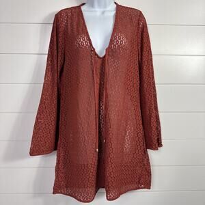 JETS Australia Stretch Lace Kaftan Swimsuit Coverup Russet Orange sz M